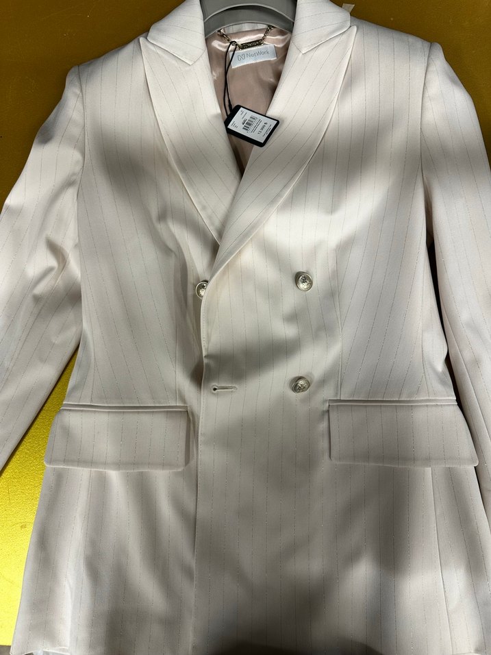 Beyaz Çizgili KADIN CEKET - Görsel 2