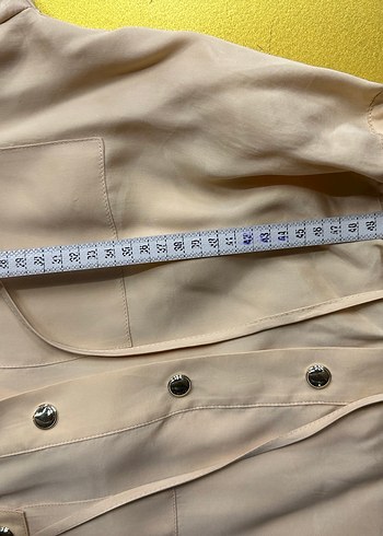 Düğmeli Bej Kadın Gömlek - Görsel 5