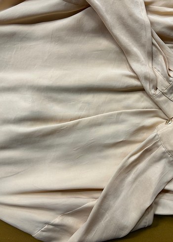 Düğmeli Bej Kadın Gömlek - Görsel 6