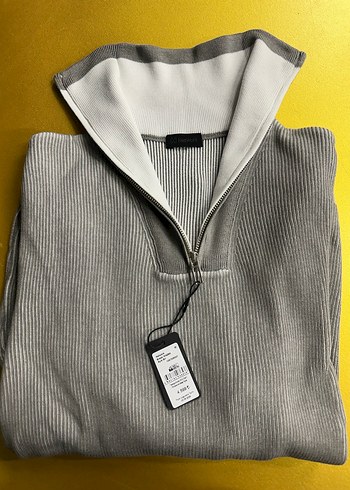 Fermuarlı Gri Yüksek Yaka Kadın Kazak - Görsel 5