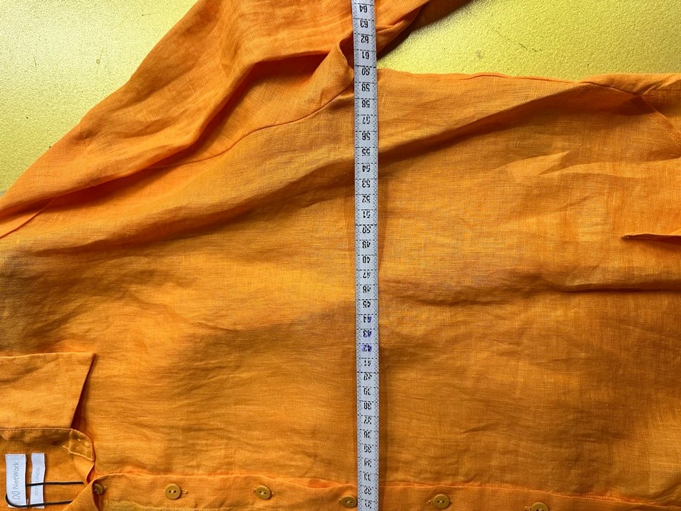 Turuncu Keten Düğmeli Kadın Gömlek - Görsel 5