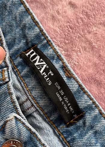 s Beden Kadın Mavi Yırtık Bol Kesim Denim Pantolon