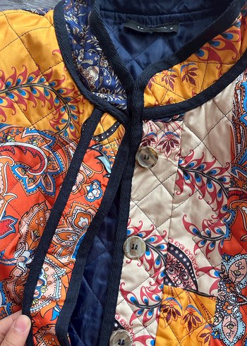 Renkli Bohem Kadın Ceket, Fermuarlı, Gevşek Kesim - Görsel 2