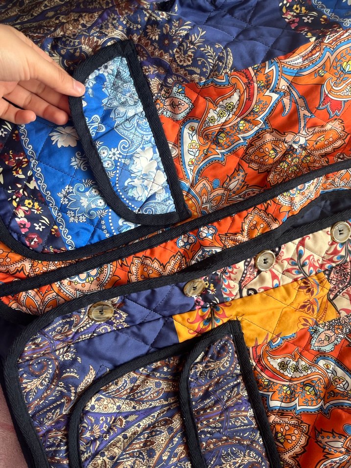 Renkli Bohem Kadın Ceket, Fermuarlı, Gevşek Kesim - Görsel 3