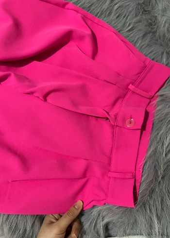 Pembe Midi Kumaş Kadın Pantolon - Görsel 2