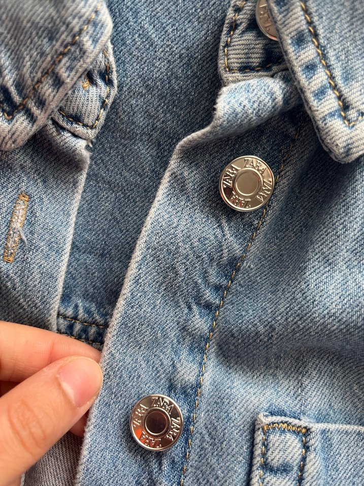 Düğmeli Mavi Kadın Kot Ceket - Görsel 3