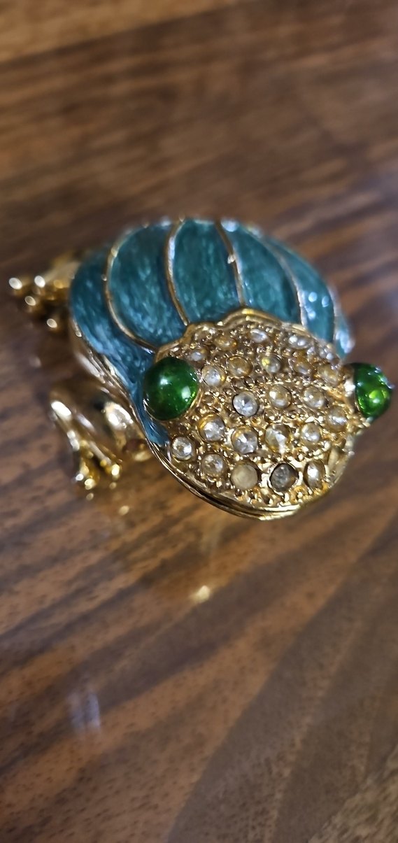Turkuaz Boncuk İşlemeli Vintage Kurbağa Biblo - Görsel 3