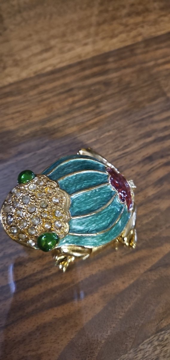 Turkuaz Boncuk İşlemeli Vintage Kurbağa Biblo - Görsel 2