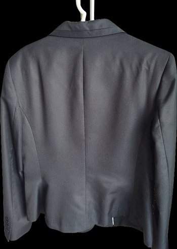 40 Beden Gri Kadın Blazer Ceket, Düğmeli, Uzun Kollu
