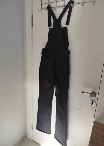 Siyah Kadın Midi Denim Tulum - Görsel 6