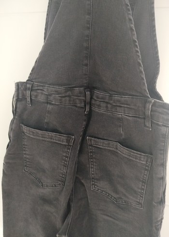 Siyah Kadın Midi Denim Tulum - Görsel 5