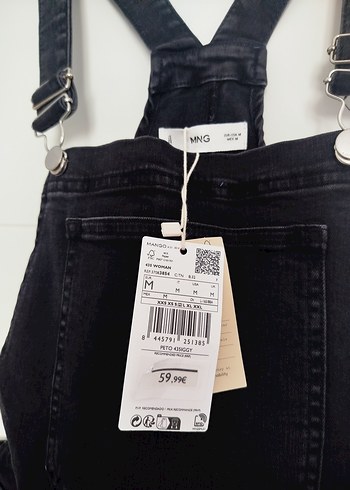 Siyah Kadın Midi Denim Tulum - Görsel 3