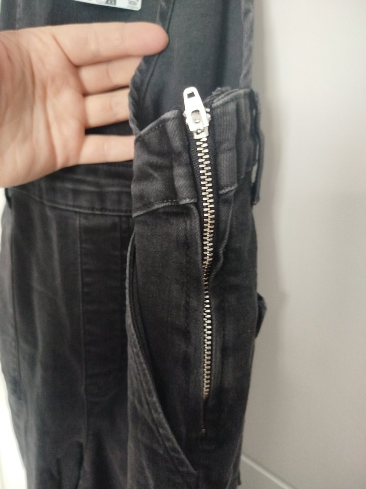 Siyah Kadın Midi Denim Tulum - Görsel 4