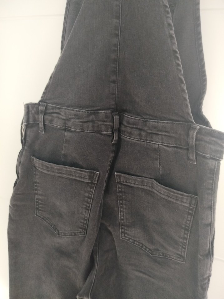 Siyah Kadın Midi Denim Tulum - Görsel 5