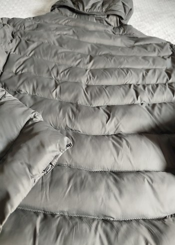 Gri Kapüşonlu erkek  Kışlık Mont - Görsel 7