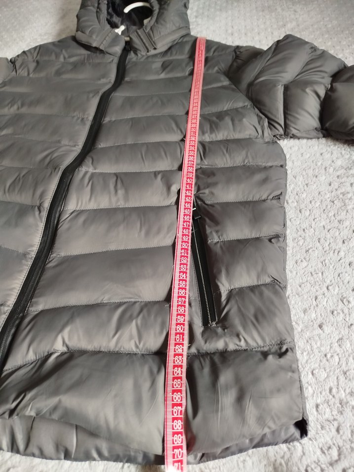 Gri Kapüşonlu erkek  Kışlık Mont - Görsel 3