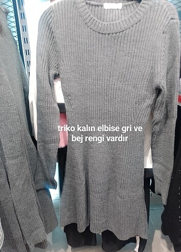 BISOU gri kısa triko at tarafı bol giden elbise