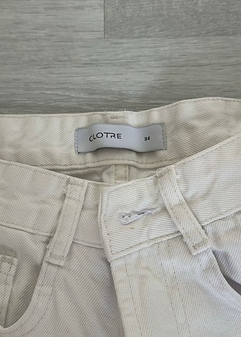 xs Beden Beyaz bol kot pantolon