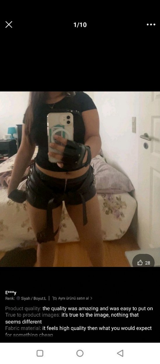 Siyah Deri Kemerli Mini Goth Şort - Görsel 5