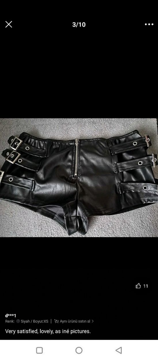 Siyah Deri Kemerli Mini Goth Şort - Görsel 2