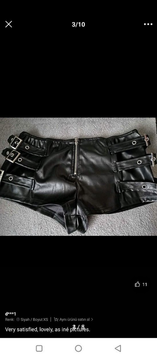 Kadın Siyah Deri Kemerli Mini Şort - Görsel 3