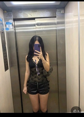 Kemerli Siyah Deri Mini Şort3gunde teslimat - Görsel 9