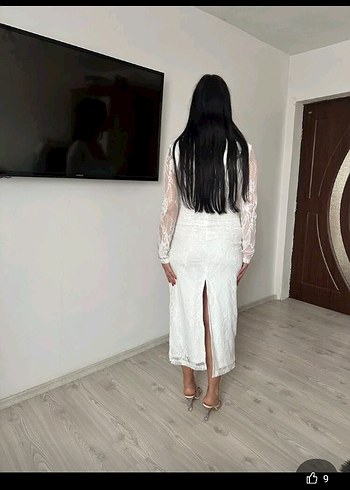 BEYAZ DANTELLİ ÖZEL GÜN ELBİSESİ - Görsel 7