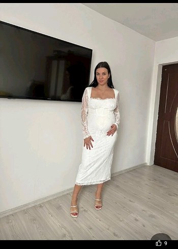 BEYAZ DANTELLİ ÖZEL GÜN ELBİSESİ - Görsel 5