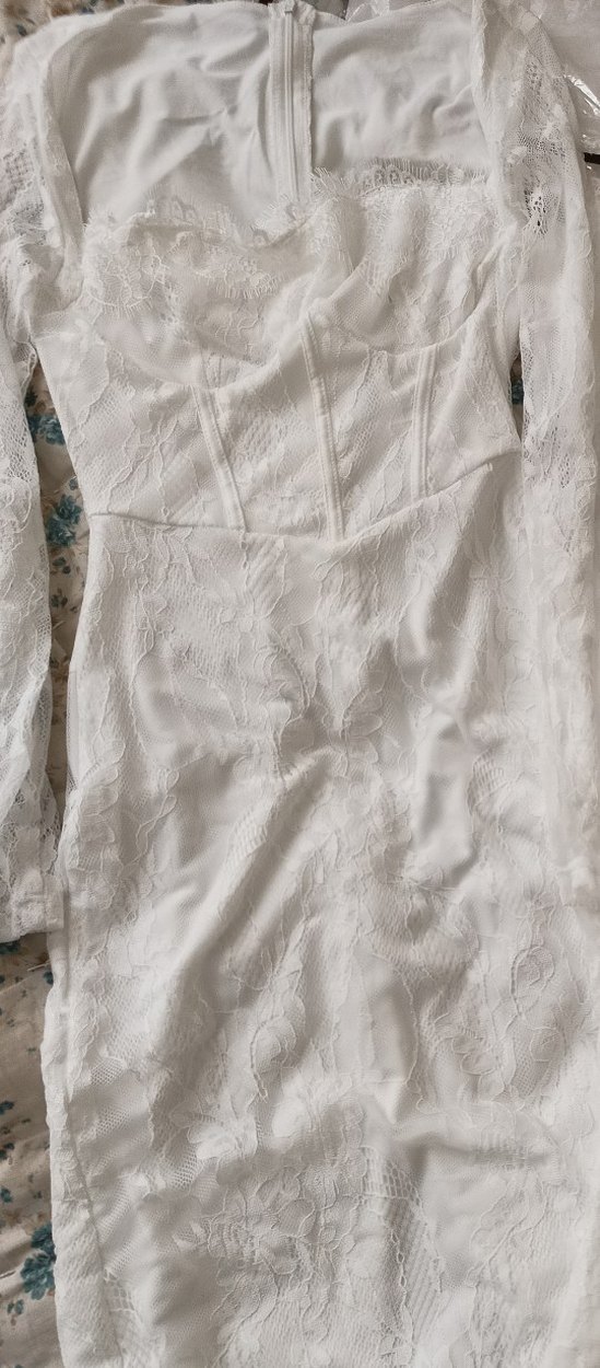 BEYAZ DANTELLİ ÖZEL GÜN ELBİSESİ - Görsel 4
