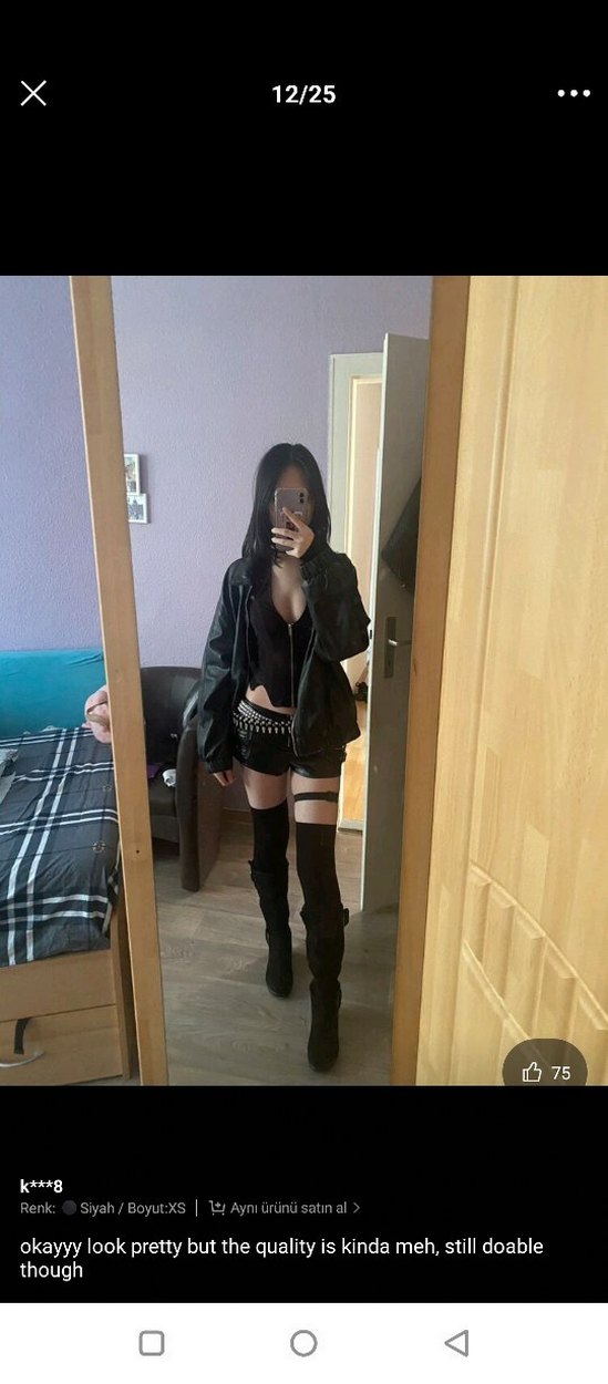 Kadın Siyah Deri Kemerli Mini Şort - Görsel 4