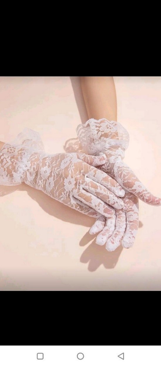 Beyaz Dantelli Kadın Eldivenleri retro - Görsel 2