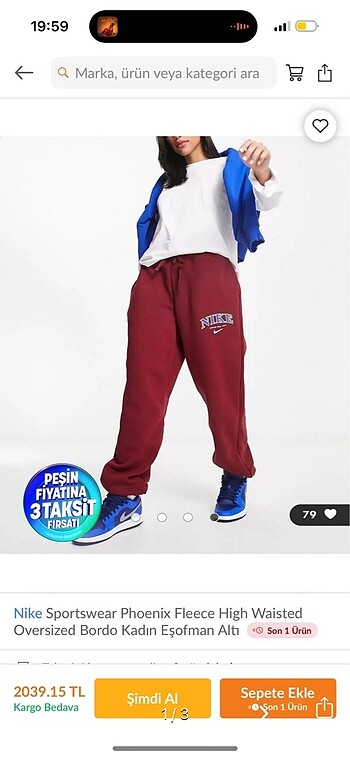 Nike phoenix fleece oversize eşofman altı