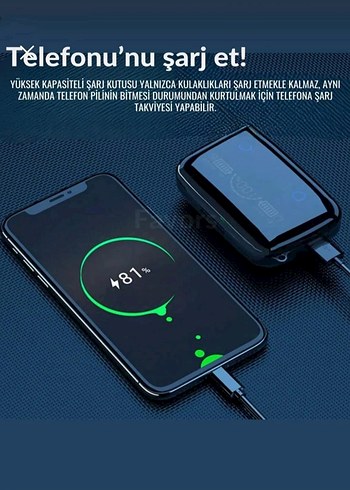 PowerBanklı Bluetooth kulaklık