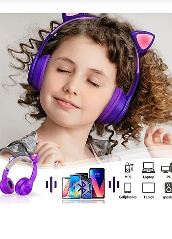Kedili Renkli Bluetooth kulaklık 