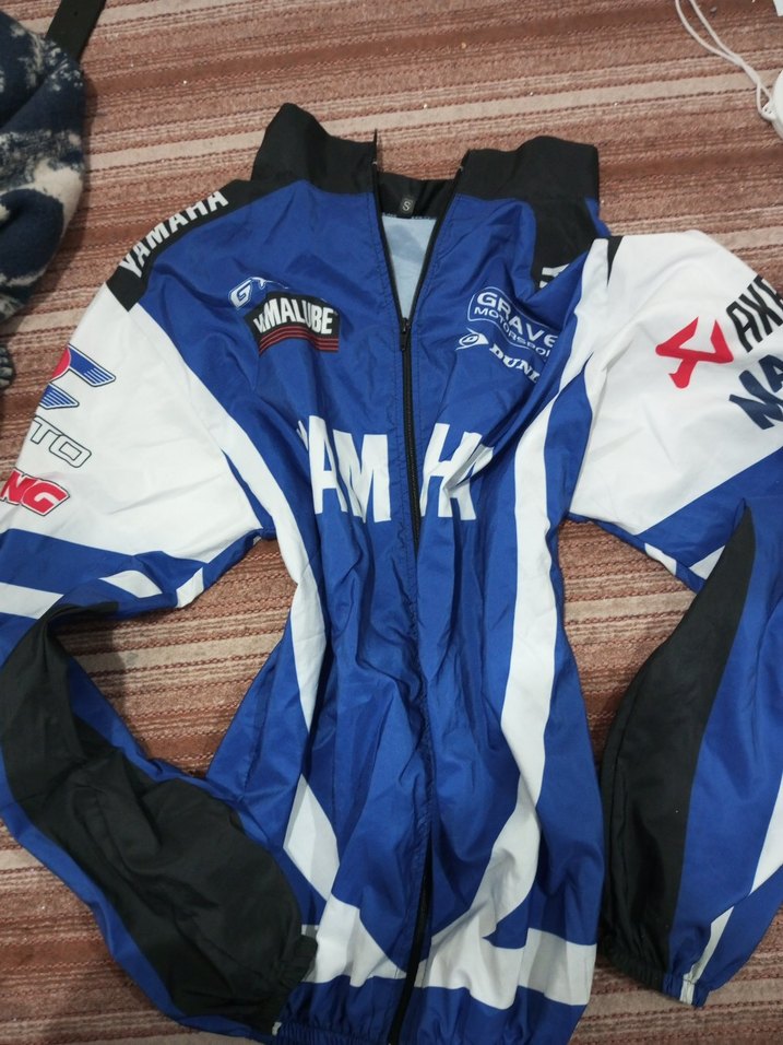 unisex Mavi Baskılı Fermuarlı motorcu Yağmurluk - Görsel 2