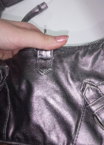 Gri Deri Tokalı Kadın Çanta - Görsel 3