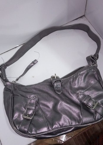 Gri Deri Tokalı Kadın Çanta - Görsel 4