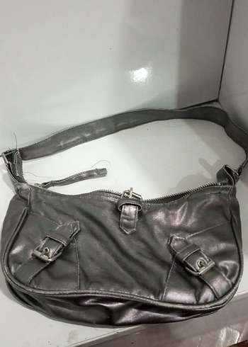 Gri Deri Tokalı Kadın Çanta - Görsel 2