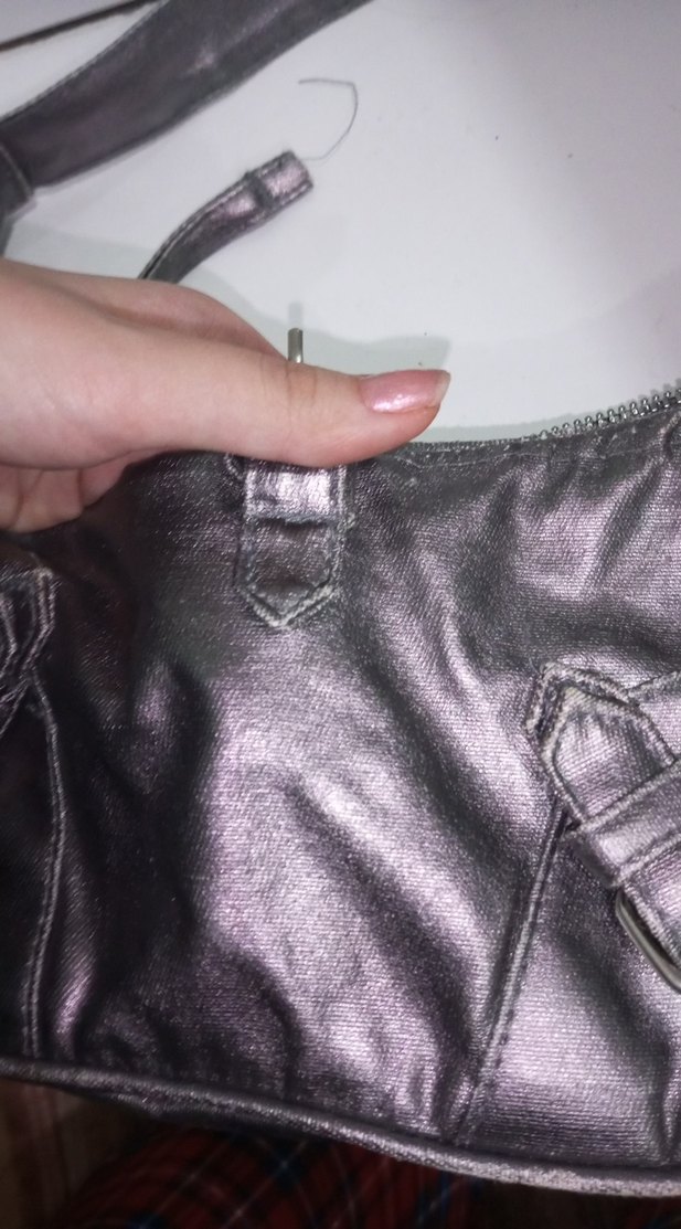 Gri Deri Tokalı Kadın Çanta - Görsel 3