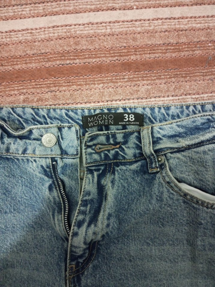 Gri Mavi Kadın Denim Salaş Midi Jean yırtık - Görsel 3