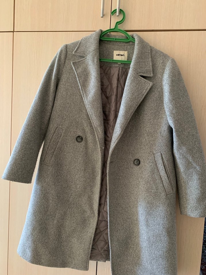 Gri Düğmeli Kaban - Görsel 2