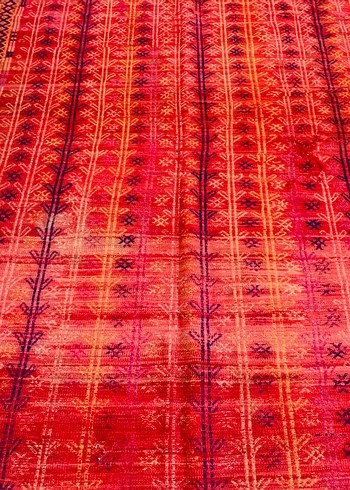 American Vintage Koyu Kırmızı Bohem Bağlama Desenli Halı