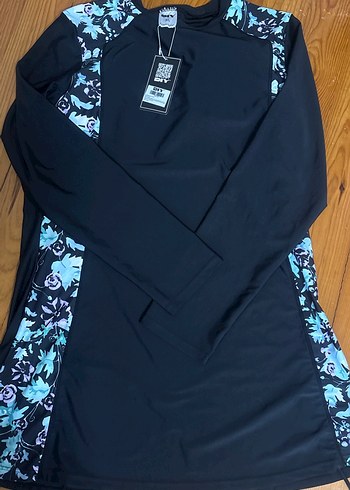 Uzun Kollu Mavi Desenli Kadın haşama.Dar kalıp - Görsel 3