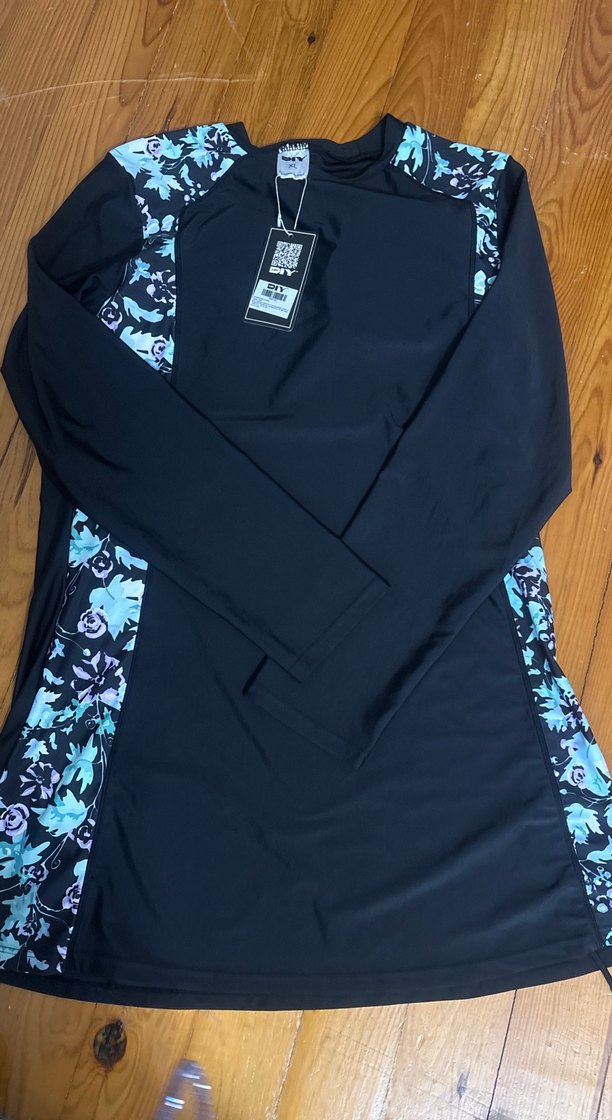 Uzun Kollu Mavi Desenli Kadın haşama.Dar kalıp - Görsel 3