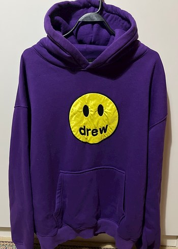 Mor Kapüşonlu Drew Nakışlı Sweatshirt