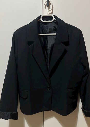 Düğmeli Siyah Kadın Blazer Ceket