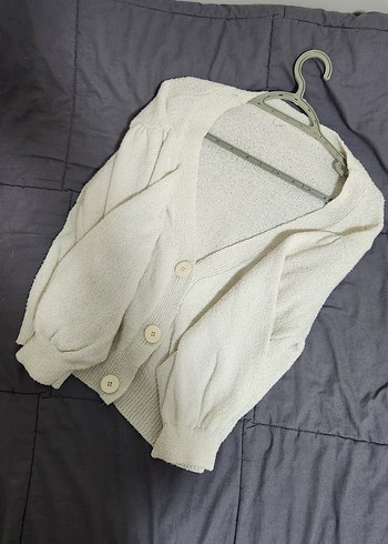 Düğmeli Beyaz Kadın Hırka L Beden - Görsel 2