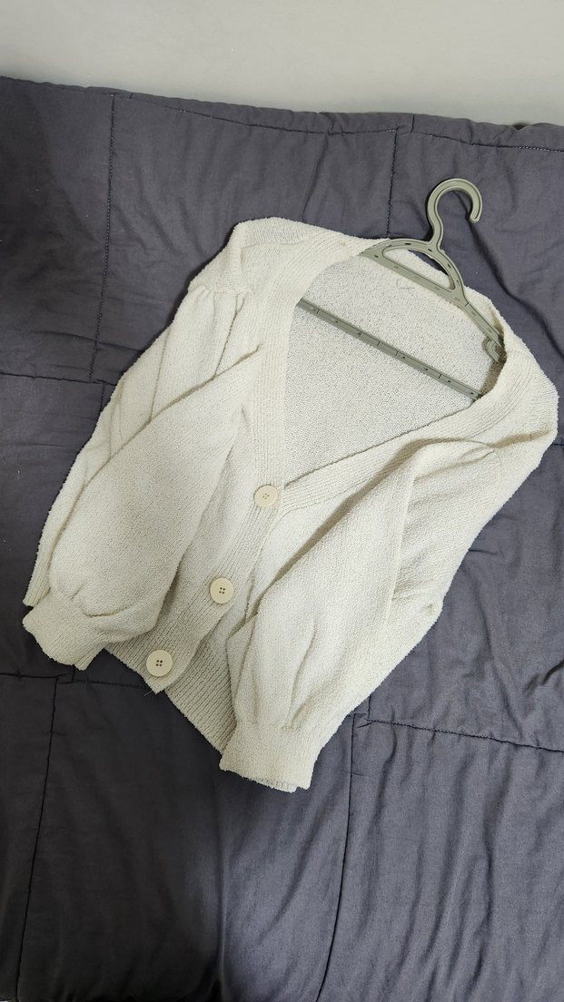 Düğmeli Beyaz Kadın Hırka L Beden - Görsel 2