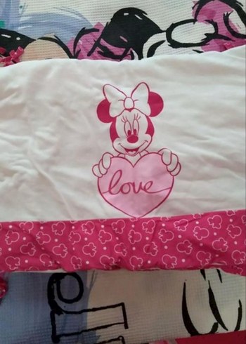 Pembe Minnie Mouse Baskılı Çocuk Beşik ve yatak koruma - Görsel 3