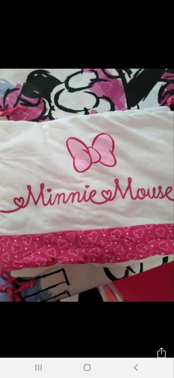 Pembe Minnie Mouse Baskılı Çocuk Beşik ve yatak koruma - Görsel 2